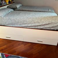 Letto singolo contenitore in legno