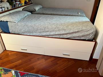 Letto singolo contenitore in legno