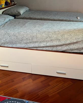 Letto singolo contenitore in legno