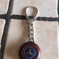 Portachiavi vintage Mercedes,argento e radica.