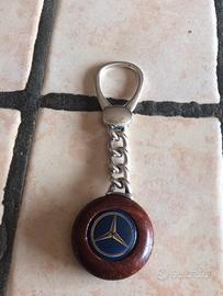 Portachiavi vintage Mercedes,argento e radica.