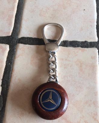 Portachiavi vintage Mercedes,argento e radica.