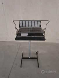griglia inox girevole completa di supporto barbece