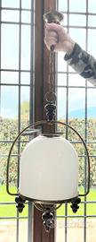 Lampadario anni 70 vintage campana in vetro