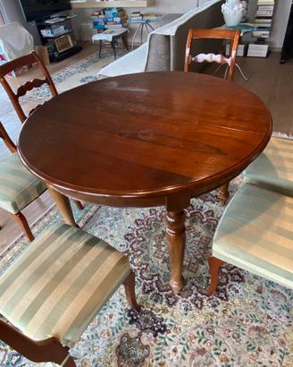 TAVOLO STILE CLASSICO IN NOCE MASSICCIO E 8 SEDIE