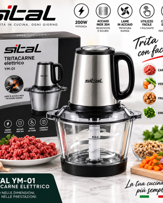 Tritacarne elettrico Siltal YM-01 200W in acciaio