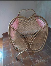 Culla vintage in vimini e Rattan a Cuore 