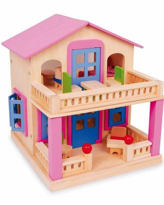 Casa bambole Clara in legno arredata