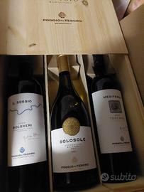 Cassa Poggio al Tesoro in legno 3 bottiglie di vin