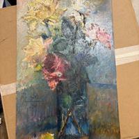 Quadro Corrado Michelozzi - Rose in vaso