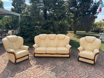 Composizione Salotto Vera Pelle Nappa Beige