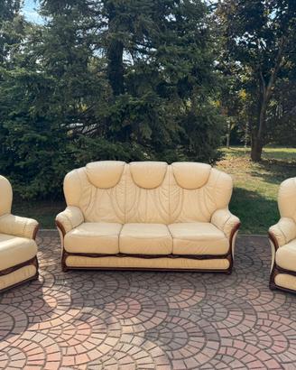 Composizione Salotto Vera Pelle Nappa Beige