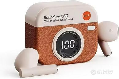 Cuffie Retro Q86, Bluetooth 5.4, MARRONE