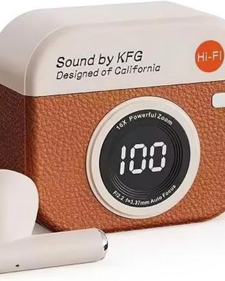 Cuffie Retro Q86, Bluetooth 5.4, MARRONE