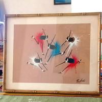 2 stampe africane anni 60 con cornice bambù