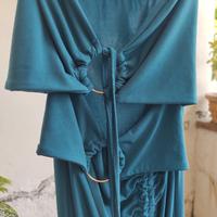 Abito Lungo Turchese con Cut-out e Spacco