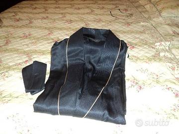 Julipet raffinata vestaglia uomo 100% seta blu tag