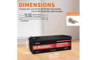 Batteria 12V 600Ah LiFePO4 7200Wh
