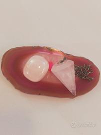 Set di Cristalli in Quarzo Rosa e Agata 