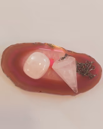 Set di Cristalli in Quarzo Rosa e Agata 