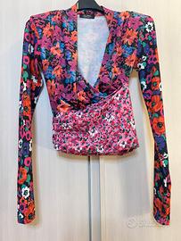 Vintage Top Maglione Elegante Spalline Imbottite