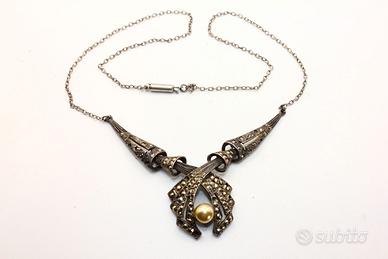 Splendida collana argento marcasiti stile deco