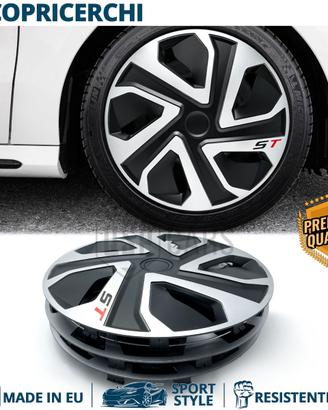 4 Copricerchi per FIAT 15'' Silver e Nere ST