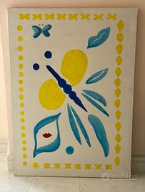 Quadro Libellula Olio su Tela senza cornice