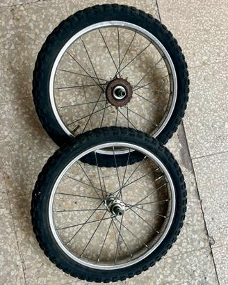 Coppia Ruote Bici 16 Pollici Vintage BMX Graziella