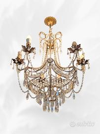 Lampadario classico in cristallo e vetro