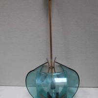 Mid-Century Italian Pendant Lamp in Brass and Glas