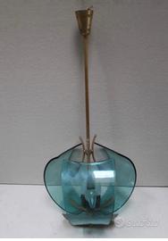 Mid-Century Italian Pendant Lamp in Brass and Glas