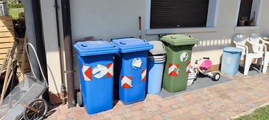 3 bidoni raccolta differenziata rifiuti da esterno