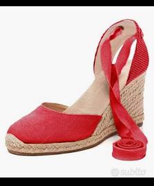 Scarpe donna zeppa rosse espadrillas