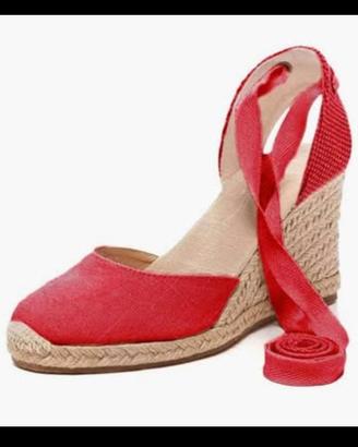 Scarpe donna zeppa rosse espadrillas