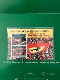 Foglietto Francobollo FERRARI F1-2000 Campione del