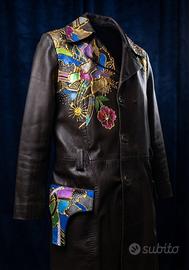 Cappotto cuoio anni 80 decorato