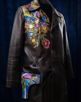 Cappotto cuoio anni 80 decorato