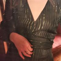 Vestito Massimo Dutti in seta nero, dettagli oro