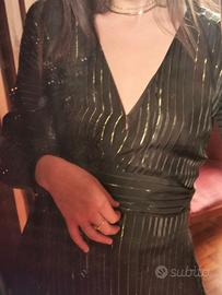 Vestito Massimo Dutti in seta nero, dettagli oro