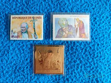 Tris di francobolli nuovi Papa Giovanni Paolo II