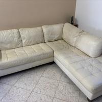 DIVANO AD ANGOLO IN PELLE BIANCO