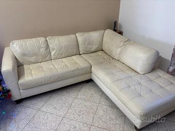 DIVANO AD ANGOLO IN PELLE BIANCO