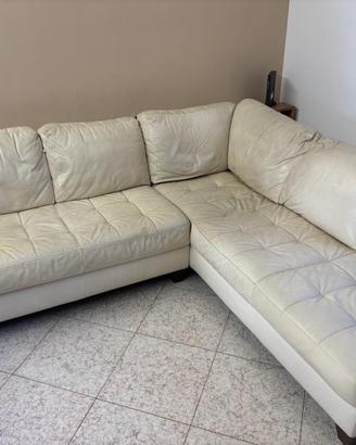 DIVANO AD ANGOLO IN PELLE BIANCO