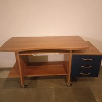 Scrivania mobile porta tastiera e con cassettiera 