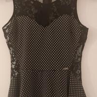 Top con peplo in tessuto e pizzo originale Guess