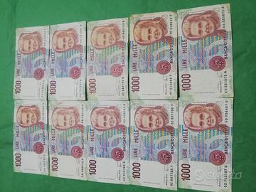 lotto di 10 banconote 1000 lire Montessori 
