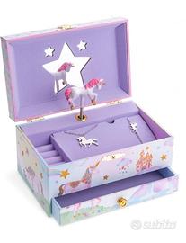 Carillon portagioielli con Unicorno e set di gioie