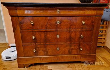 Mobile cassettiera in legno e marmo