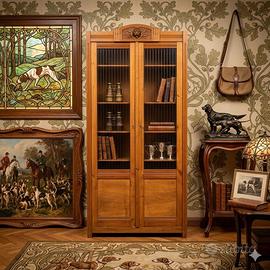 Libreria, legno, vetrina, vintage art decò, cane